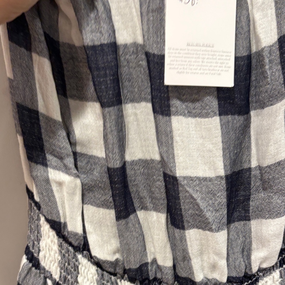 Final Touch Navy and White Checkered Romper - Picture 3 of 7